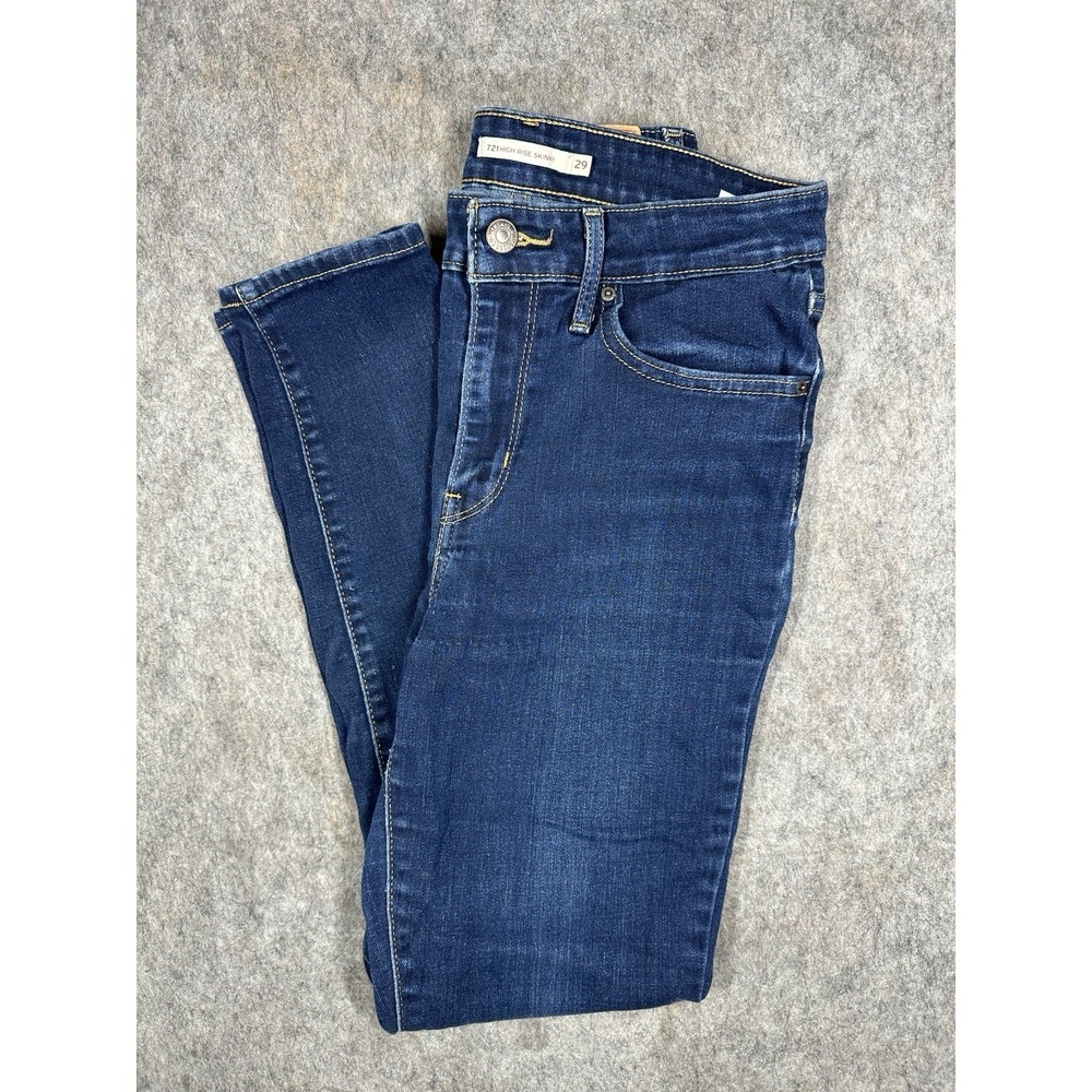 Levis‎ 721 High Rise Skinny Jeans Womens 29x32 Dark Wash Stretch Denim